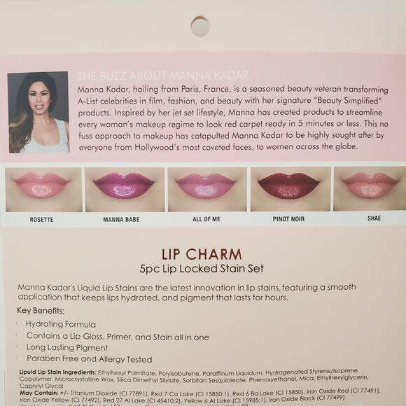 Manna Kadar Lip Charm 5pc Lip Locked Stain Set 0.17 fl oz each - Picture 5 of 8